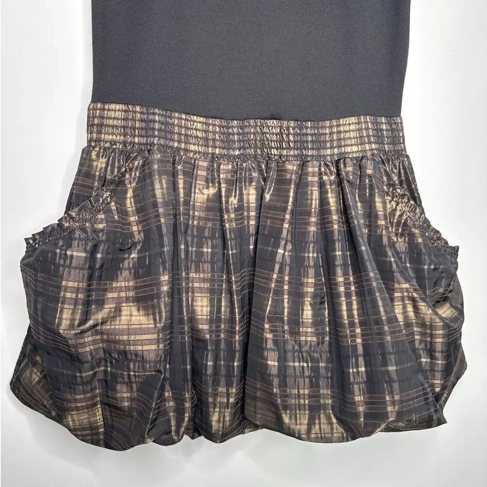 Michael Michael Kors Black Bubble Hem Plaid Skirt Dress hoilday formal Size 12